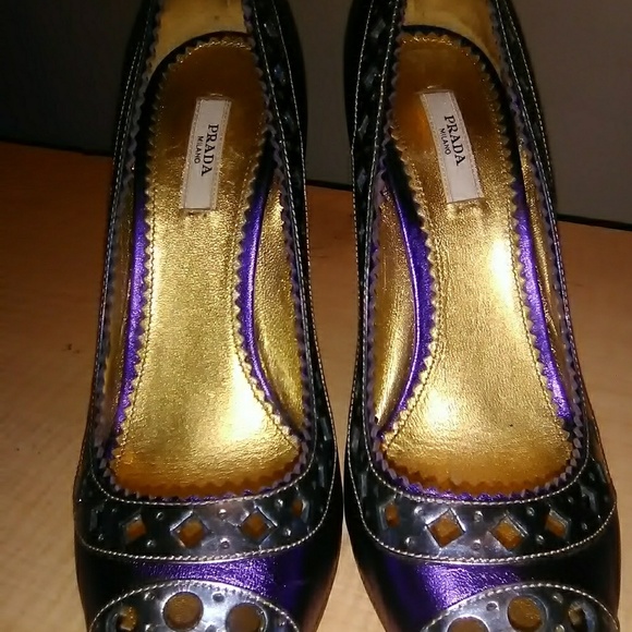 PRADA ROYAL PURPLE SATIN DENIM - Picture 1 of 6